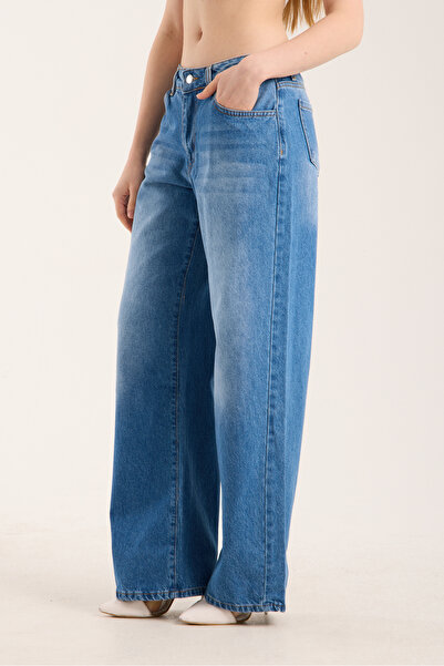 REDZARRAM Normal Waist Long Leg Blue Women's Jeans