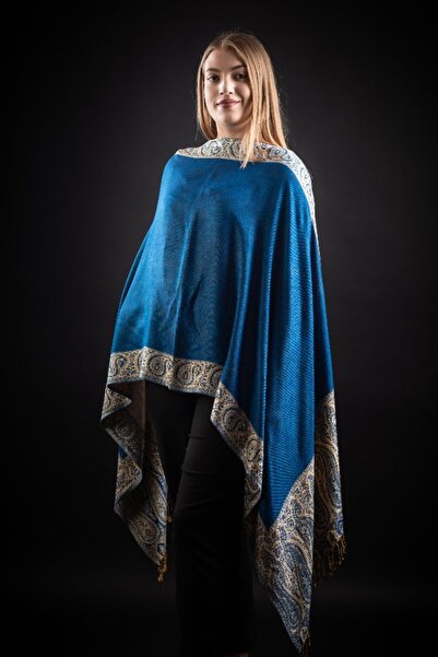 Cara Eșarfă reversibilă din cașmir cu imprimeu paisley - Albastru-Bej