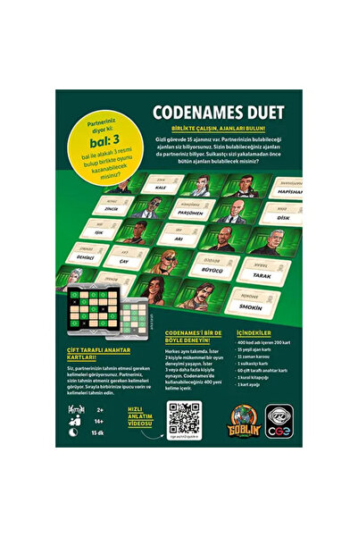 Da Vinci Board Game Codenames Duet (Türkçe)
