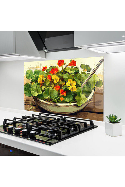 Arthub Panou Sticla Bucatarie, Protectie aragaz, Termorezistent, Alimente, Fl...