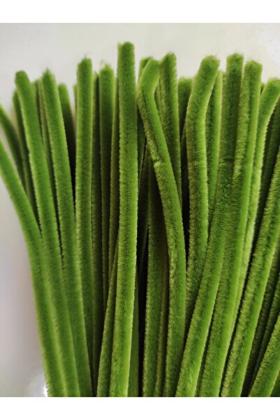 hyc heryerçiçeklenir 25 Adet Ordu Yeşil Şönil, Çiçek Yapımına Uygun Tüylü Tel, 30 Cm 6 Mm