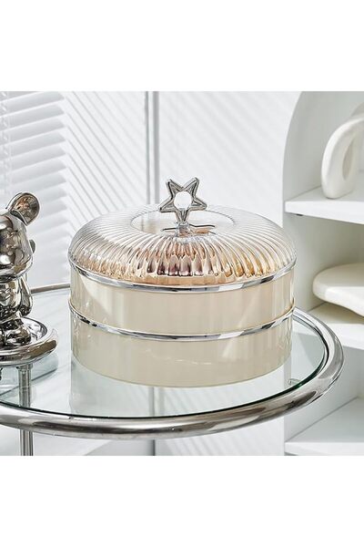 Arabest Compartmentalised Fruit Tray, Airtight Storage Box with Lid, Easy-to-Use Food Dust Cover(2 floor)