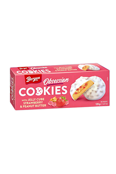 BERGEN Cub de jeleu cu căpșuni și unt de arahide HU 128g