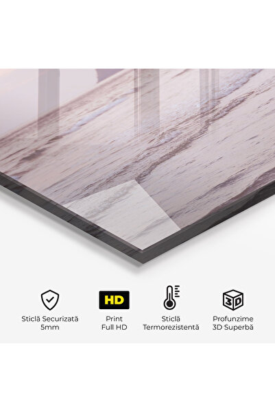 Arthub Kitchen Glass Panel, Stove Protection, Heat Resistant, Landscapes, Beach Traveler