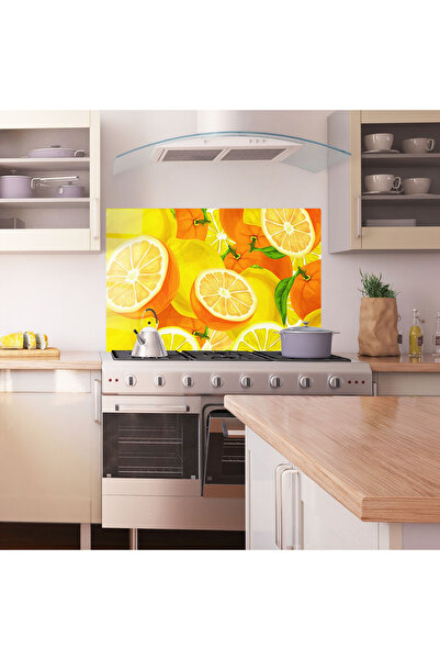 Arthub Kitchen Glass Panel, Stove Protection, Heat Resistant, Food, Juicy Orange