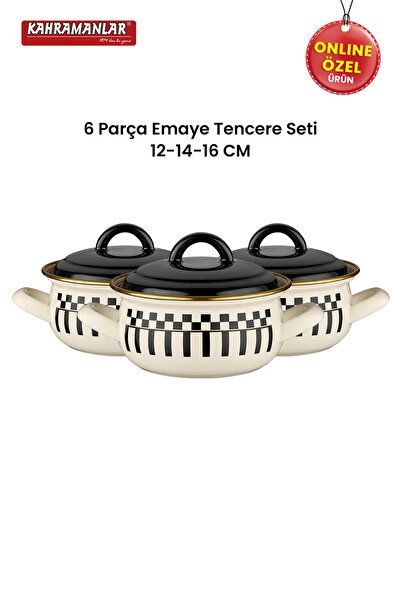 Kahramanlar Prime Cream 3-Piece Enamel Mini Pot Set