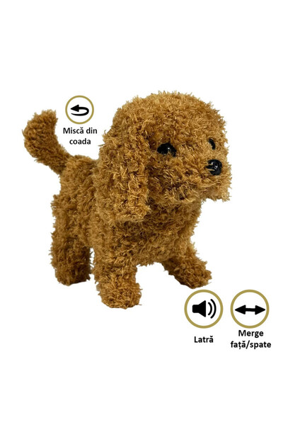 PROCART Interactive puppy that barks, walks and wags its tail, 19x16x10 cm, brown