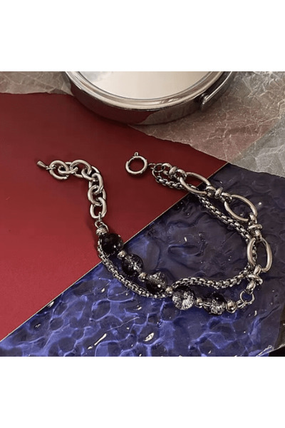 CRM Brățară cu lanț și mărgele decorative, CRM, oțel inoxidabil