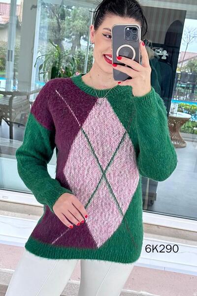 İnce Topuk Baklava Pattern Knitwear Blouse 6K290
