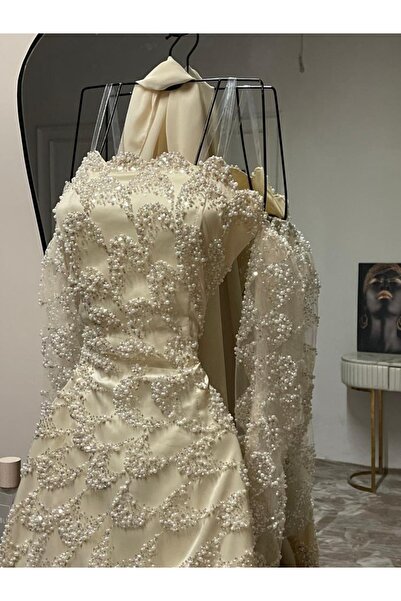 ADORA فستان سهرة طويل مطرز كامل (يرجى اختيار القياس بعنايه لتجنب الارجاع)