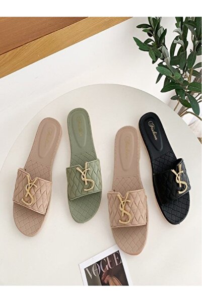 Cyber Fashion Summer Beach PVC Flat Sandals Slides Slippers for Women and Ladies