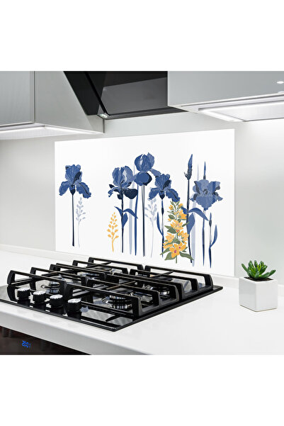Arthub Panou Sticla Bucatarie, Protectie aragaz, Termorezistent, Flori, Iris Blue Art
