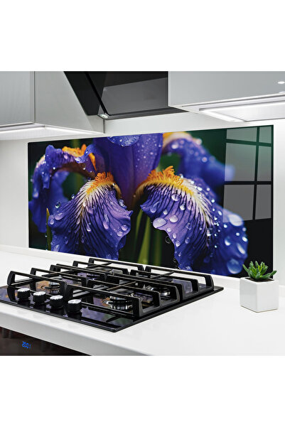 Arthub Panou Sticla Bucatarie, Protectie aragaz, Termorezistent, Flori, Iris ...