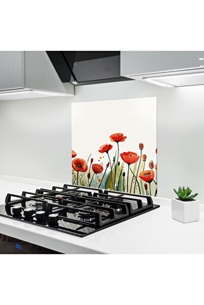 Arthub Panou Sticla Bucatarie, Protectie aragaz, Termorezistent, Flori, Minim...