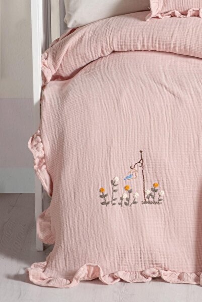 Budi Kanz 4 Layer Hand Made Ruffled Muslin Cover Set Knz-020 Powder