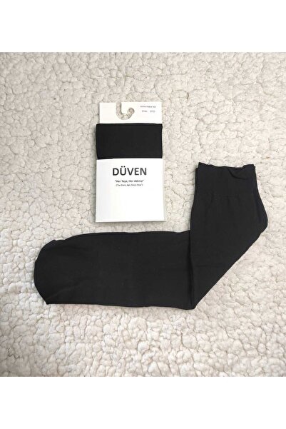 DÜVEN 2 Pack Cotton Knee-High Mat Extra Soft Cocoa Black Trouser Socks