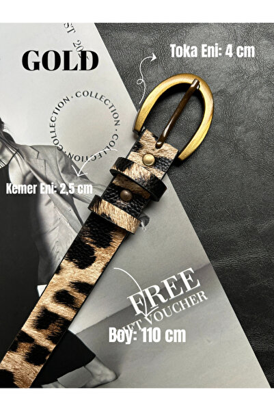 LİA KEMER 7'Li Lust Classic Patterned Women's Antique Gold Buckle Belt Jacket Belt Dress Belt Trouser Belt