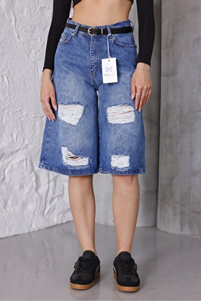 Marlix Jeans شورت برمودا من الدنيم الفضفاض