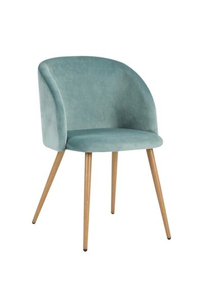 OEM Ynez fixed upholstered kitchen and living chair, metal and textile, aqua