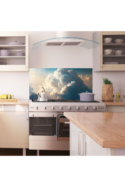 Arthub Kitchen Glass Panel, Stove Protection, Heat Resistant, Landscapes, Big Puffy Clouds