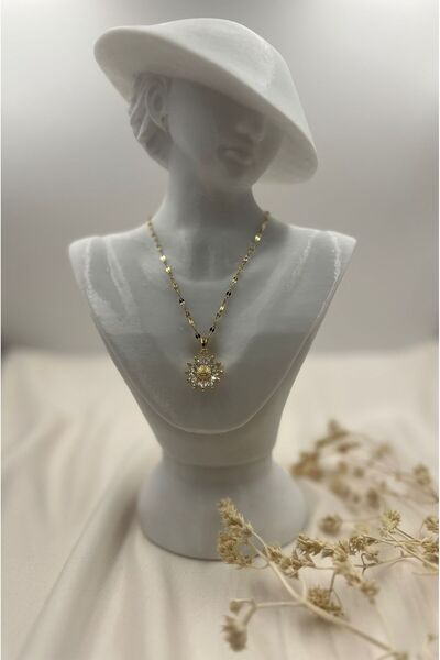 Lunarie Gold Color Sparkling Sun Figured Necklace – Elegant, Shiny and Modern...