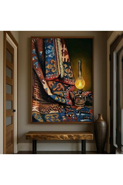 4gdran Traditional art design canvas painting with a hollow gold frame