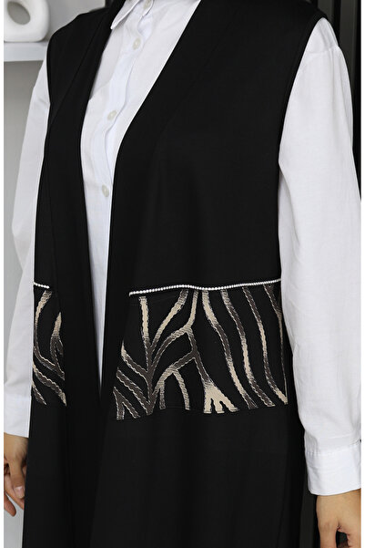 sefamerve Πέτρα με τύπωμα Αμάνικο Γιλέκο 5110-01 Μαύρο