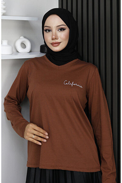 sefamerve Ψηφιακή με τύπωμα Βαμβακερή Μπλούζα 1071-05 Ταν