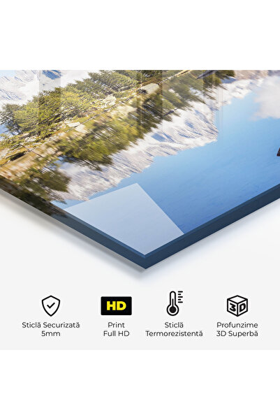 Arthub Kitchen Glass Panel, Stove Protection, Heat Resistant, Landscapes, Mountain Reflection