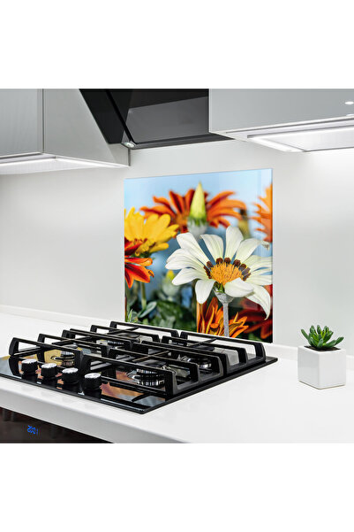 Arthub Panou Sticla Bucatarie, Protectie aragaz, Termorezistent, Flori, Color...