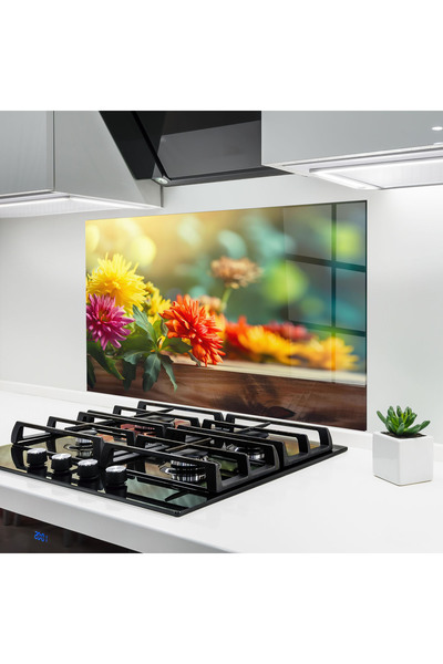 Arthub Panou Sticla Bucatarie, Protectie aragaz, Termorezistent, Flori, Wood ...