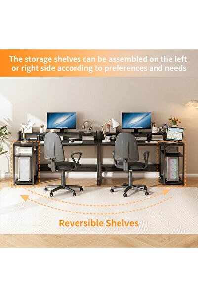 Bojasmiial Computer Desk Table - 54" Gaming Home Office Desk With Dual Storage Shelves and Triple Monitor Stand