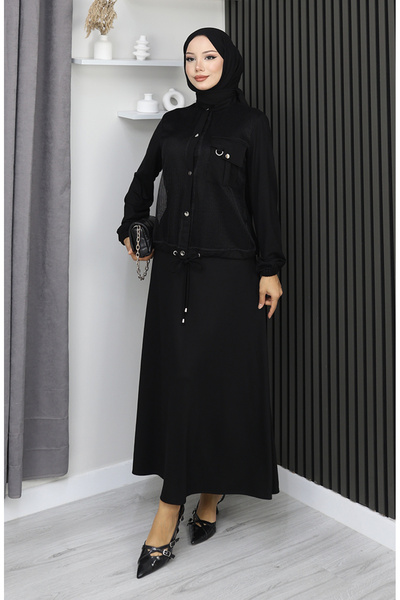 sefamerve Snap Detailed Combed Cotton Suit 25003-02 Black