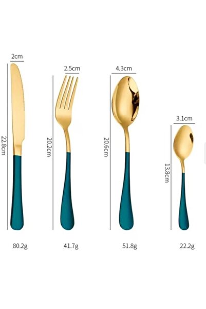 OEM 24-piece cutlery set GOLD WITH GREEN with stainless steel stand