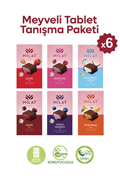 Milat Meyve Dolgulu Çikolata Karma Kutu 60 g x 6 (6 Çeşit)