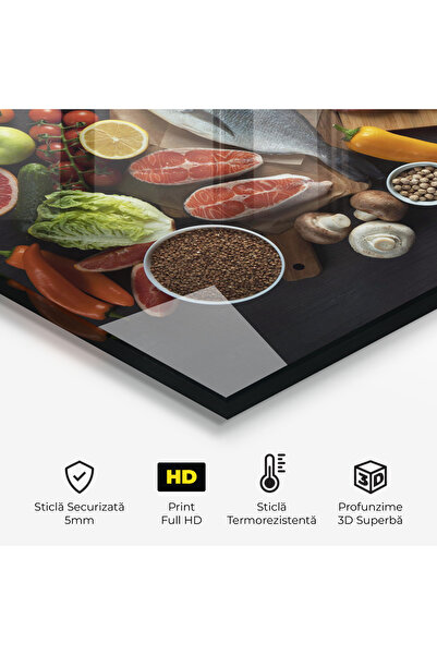 Arthub Kitchen Glass Panel, Stove Protection, Heat Resistant, Food, Food Ingredients