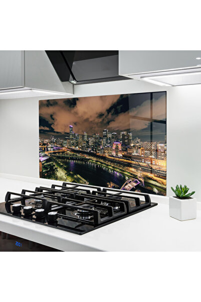 Arthub Kitchen Glass Panel, Stove Protection, Heat Resistant, Landscapes, Gre...