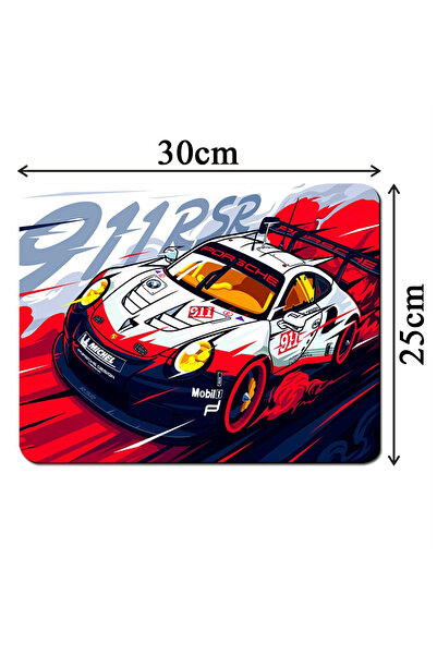Coverzone 30×25cm Racing Car Mouse Pad – Waterproof, Non-Slip Base, Large Desk Mat with Stitched Edges