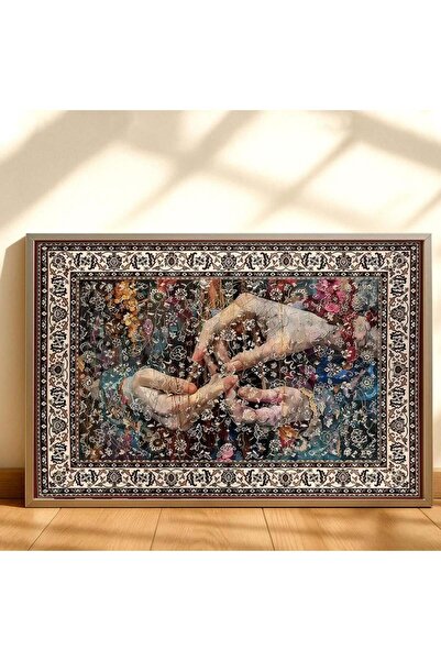 Marktna Traditional art design canvas painting with a hollow gold frame