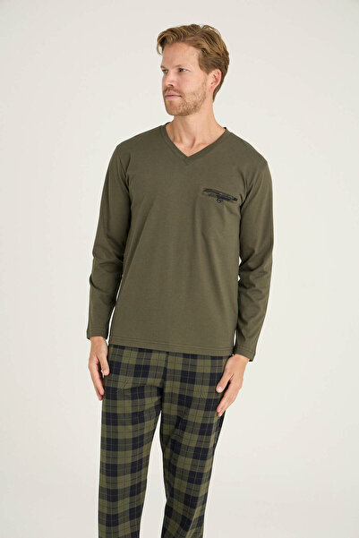 KLY 100% Cotton New Season Men's Luxury Design V-Neck Pajama Set