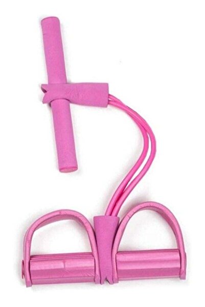 Generic Tummy Trimmer Slimming Resistance Leg Exerciser for Abdomen Waist Arm Pedal Elastic Pull Rope Pink