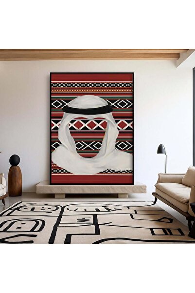 4gdran Najdi art design canvas painting with a hollow champagne frame