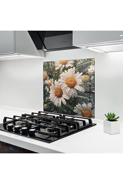Arthub Panou Sticla Bucatarie, Protectie aragaz, Termorezistent, Flori, Daisy...