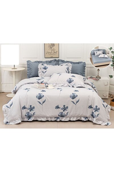 Casa de Vis Set lenjerie de pat dublu, bumbac satinat, 180 x 200 cm, 6 piese,...