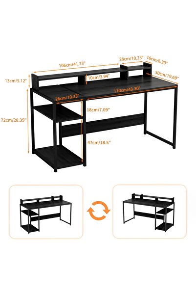 Bojasmiial Computer Desk Table - 54" Gaming Home Office Desk With Dual Storage Shelves and Triple Monitor Stand