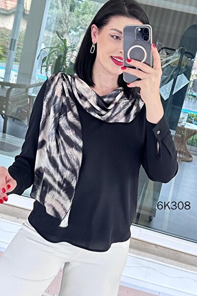 İnce Topuk Shawl Detailed Jessica Blouse 6K308