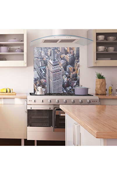 Arthub Kitchen Glass Panel, Stove Protection, Heat Resistant, Landscapes, Big Grey Tower