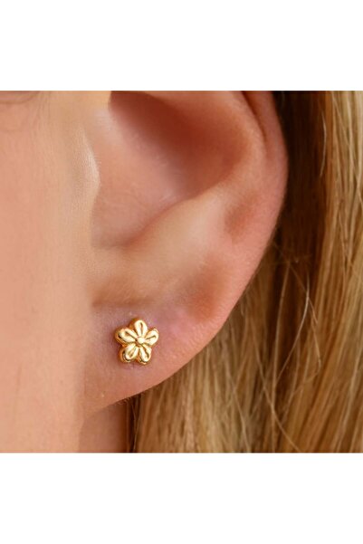 YCL JEWELLERY 8 Ayar Altın Çiçek Küpe