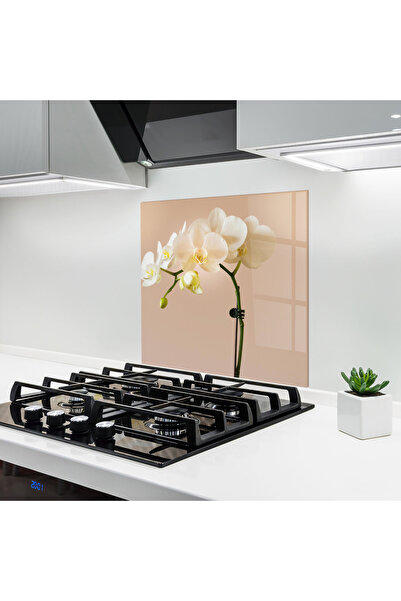 Arthub Panou Sticla Bucatarie, Protectie aragaz, Termorezistent, Flori, Cream...