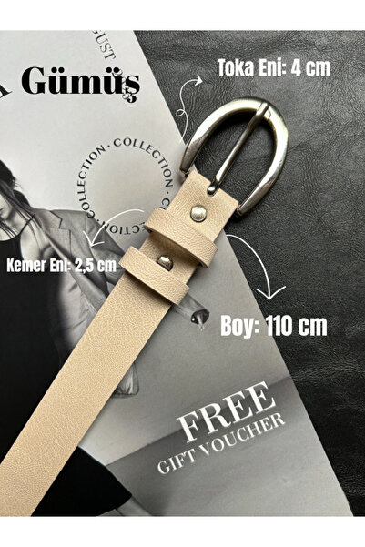 LİA KEMER 2-Pack Lust Classic Patterned Women's Silver Buckle Belt Jacket Belt Dress Belt Trouser Belt